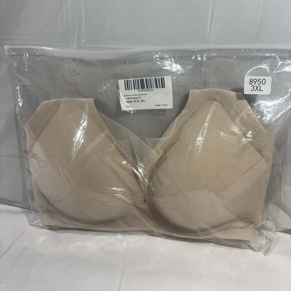 Women’s Seamless Full Coverage Bra Beige Nude Size 3XL Wireless Padded Comfort - Picture 2 of 10